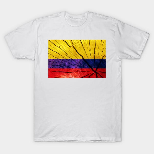 Flag of Columbia – Tree Trunk Wood T-Shirt by DrPen